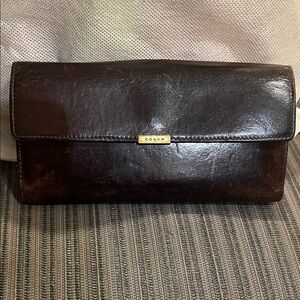 Coach Vintage Dark Brown Long Leather Wallet